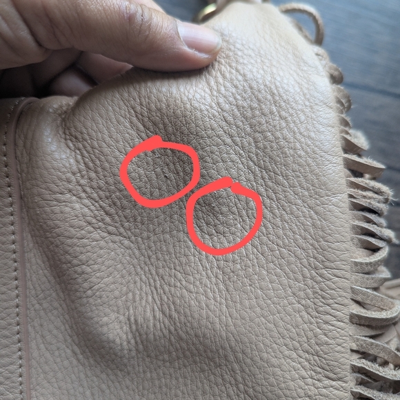 G.I.L.I Leather Fringe Crossbody/Shoulder/ Backpack Beige With Pink Undertone - Picture 14 of 15